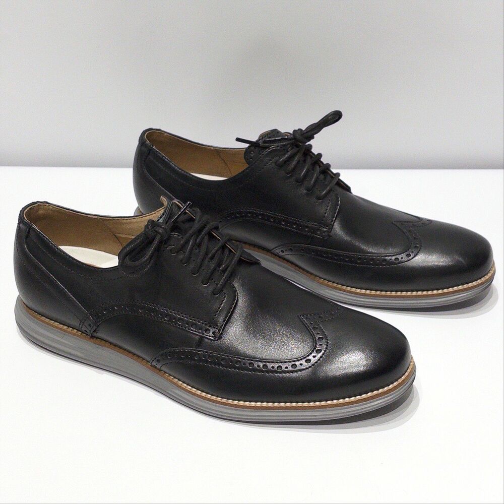 NWOB Cole Haan Original Grand Black Leather Wingtip Oxford Shoes Men Size 13M